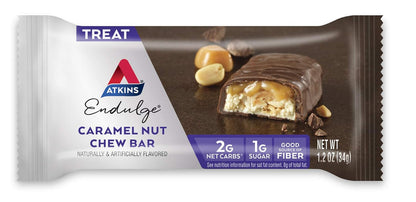 Atkins Endulge Caramel Nut Chew Bar, Dessert Favorite, 1G Sugar, Good Source of Fiber, 5 Count