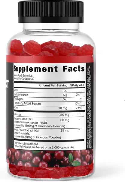 Powerful Cranberry Gummies  with D-Mannose - Urinary Tract Health - Fast-Acting Bladder Support Supplement - 60 Count